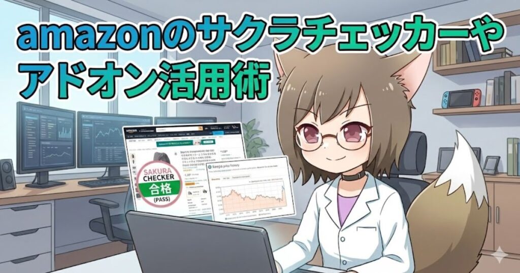 amazonでサクラチェッカーを使っている女性