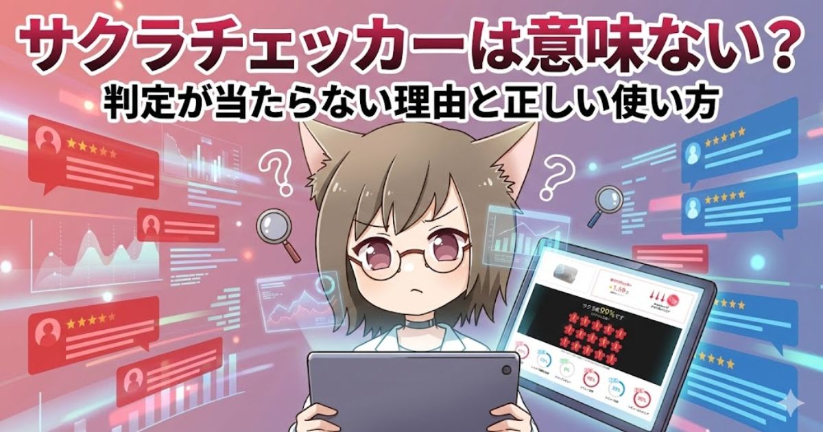 サクラチェッカーの機能について紹介している女性