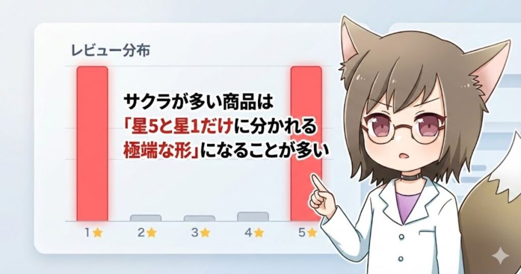 レビュー評価が星5と星1だけに分かれる極端な形