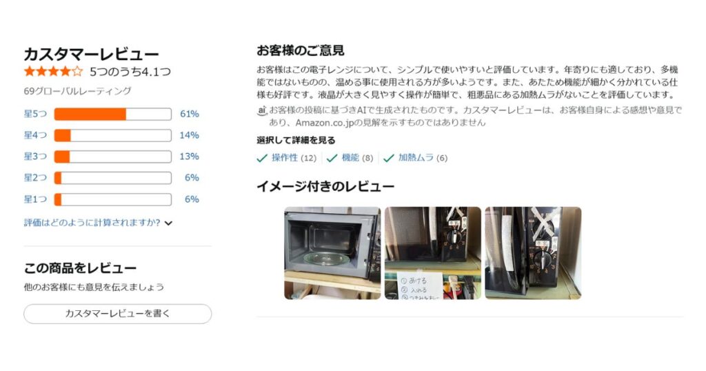 amazonの口コミレビュー
